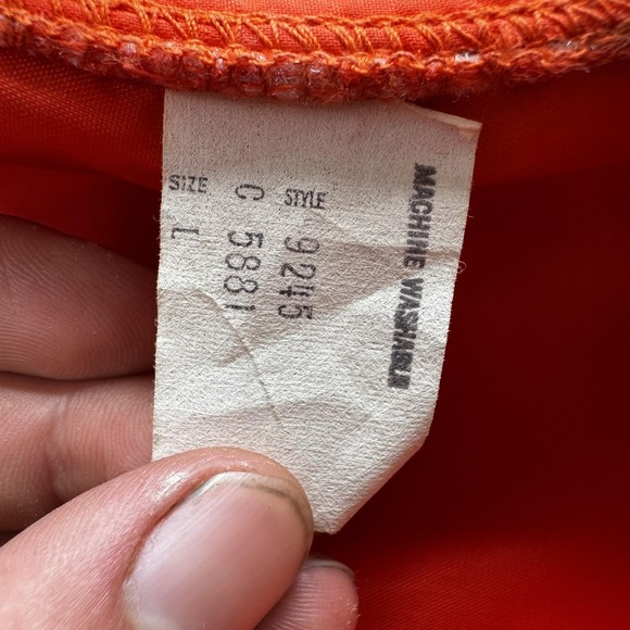 Vintage Weathercaster Jacket Mens Large Red FRAM Autolite Patch Workwear 80s USA - Picture 4 of 8